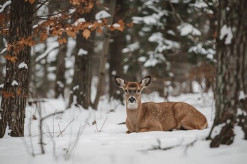 Naklejka premium A solitary deer taking a break