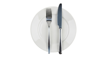 Isolated Fork Knife and Plate