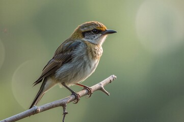 A brightly colored bird resting on a limb with its entire body in view, illuminated by a beam of sunlight that accentuates its vivid feathers and beak.