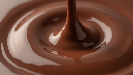 Rich, smooth chocolate flowing into glossy pool, creating delightful and indulgent scene