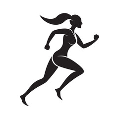 Athletic Woman Running Exercise Silhouette Vector Illustration