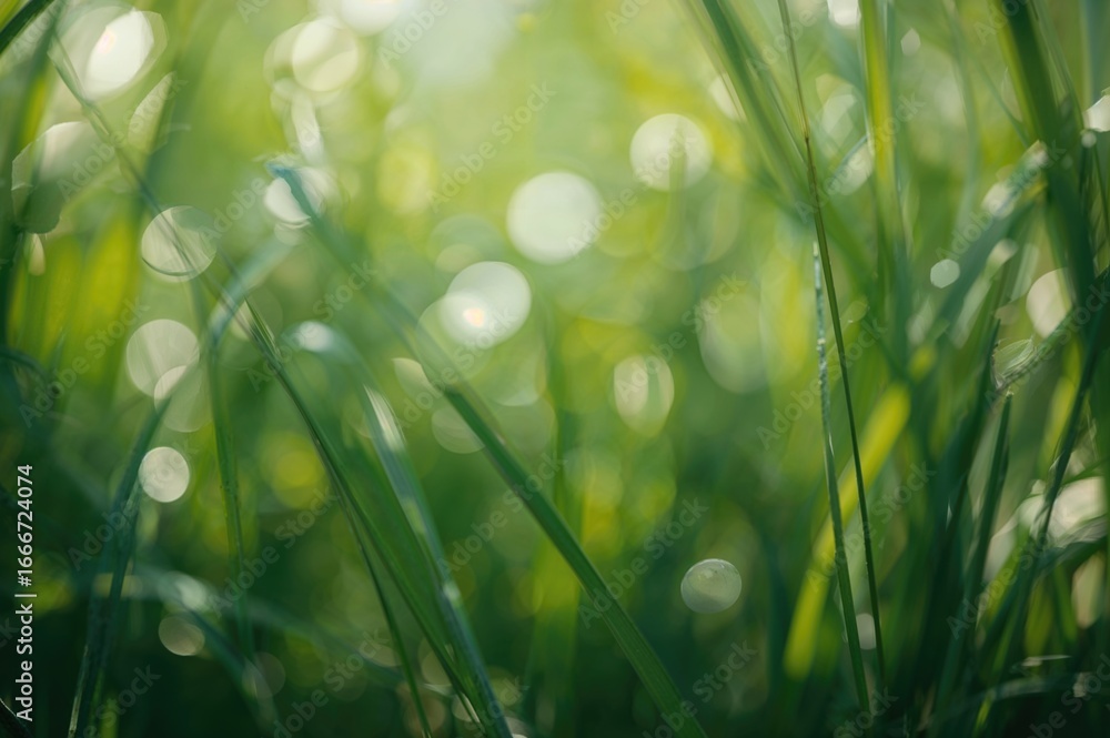 Poster soft natural green bokeh backdrop with an abstract blurred effect for creative projects