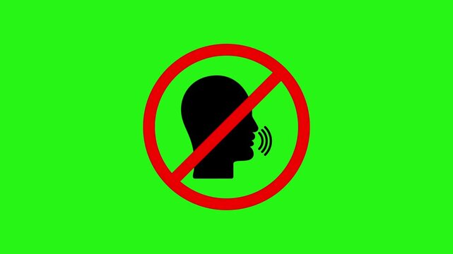 Keep quiet icon animation on green screen background