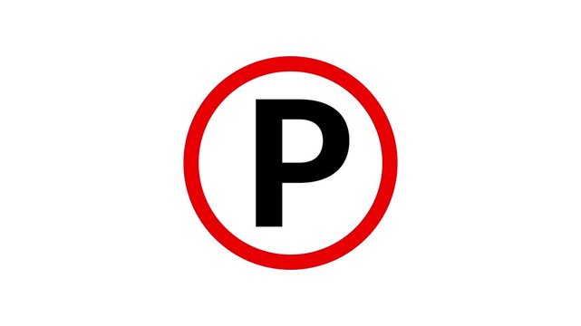 No parking allowed icon animation on green screen background