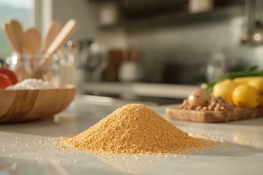 Heap of golden poultry seasoning crystals for cooking