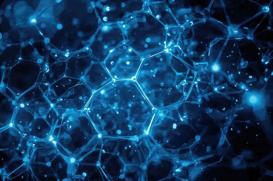 Geometric hexagonal pattern on a scientific abstract backdrop