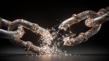 Rusty chain broken, digital sparks