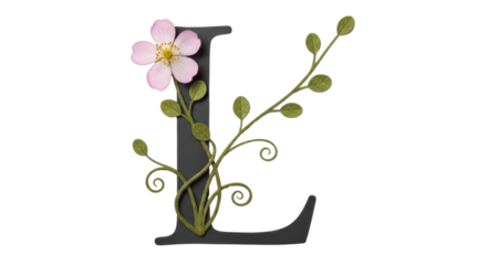 Isolated Letter L with Flower