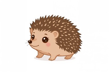 An adorable small hedgehog cartoon on a plain white background
