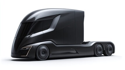 Sleek, futuristic black semi-truck