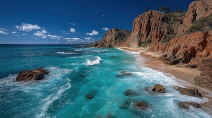 Fototapeta premium view of the coast of the mediterranean sea