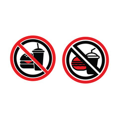 No Fast Food and Drink Prohibition Sign Vector Illustration