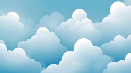 Cloudy sky abstract vector wallpaper in flat style, fluffy shapes and light blues
