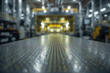 Detailed View of a Silicon Wafer Illuminated in a Modern Chip Manufacturing Facility