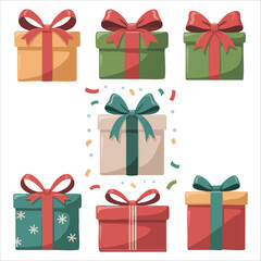 colorful wrapped gifts isolated on white background