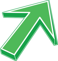 Green upward pointing arrow with 3D effect direction