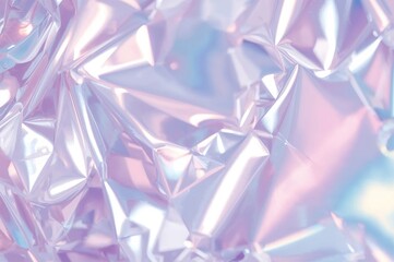 Soft-focus close-up of a shimmering pastel holographic metallic texture. Abstract futuristic and surreal disco, rave, and techno-themed festive background.