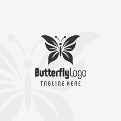 Black White Butterfly Vector Logo