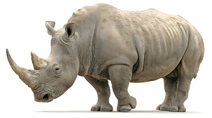 Obraz premium Majestic Rhino Isolated on White Background for Professional Use