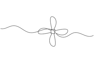 One line drawing of propeller fan with three blades simple minimalist continuous line art illustration