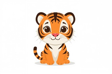 Adorable animated tiger designed in a minimalist style using generative AI techniques