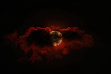 Scarlet skies during a moon shadow event