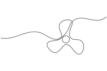 Obraz premium One line drawing of propeller fan with three blades simple minimalist continuous line art illustration