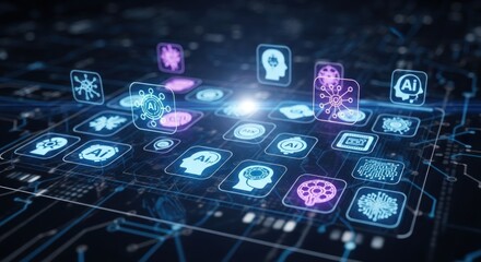 Artificial intelligence icons representing future technology trends