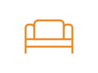黄色のソファの線画アイコンのイラスト