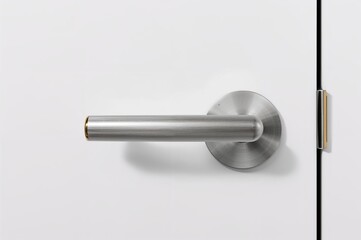 Silver door handle shown from the side against a white backdrop