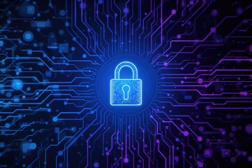 Digital Security, Enigmatic Spectrum Blue and Purple Background, Core Idea Theme