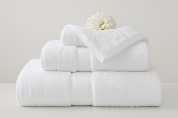 White Cotton Towels Featuring Botanical Design