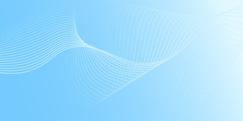 Background white wavy glowing lines on a blue background. Futuristic digital high-technology pattern modern