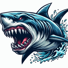 Fototapeta premium vector illustration of a ferocious shark