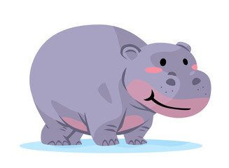 Simple cute hippopotamus on white. Funny vector illustration