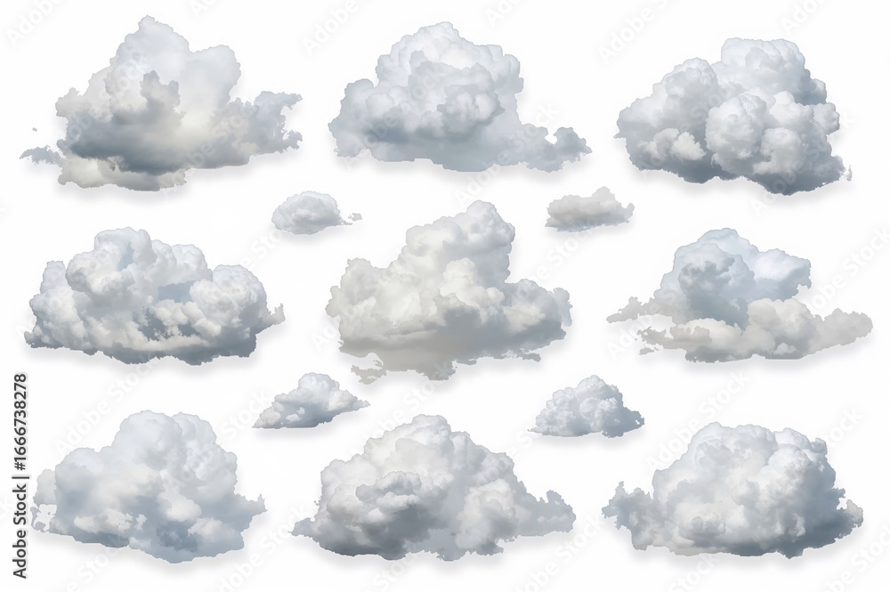 Poster assorted cloud formations on a plain backdrop