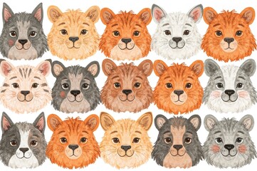 Obraz premium Adorable animal expressions. Sketch-style figures. Flat 2D art.