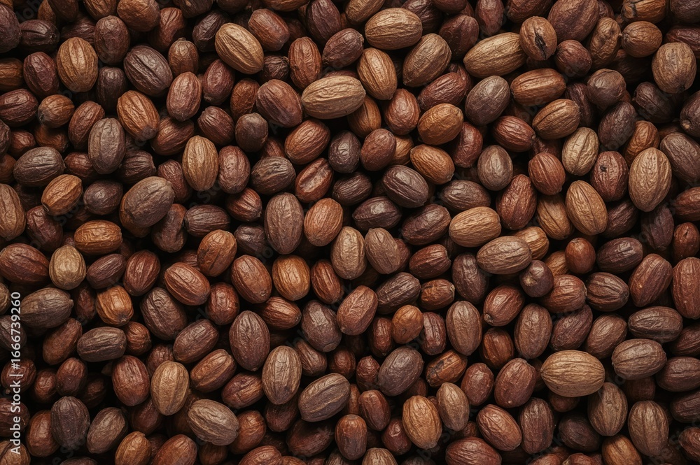 Poster cocoa pods and raw cocoa beans