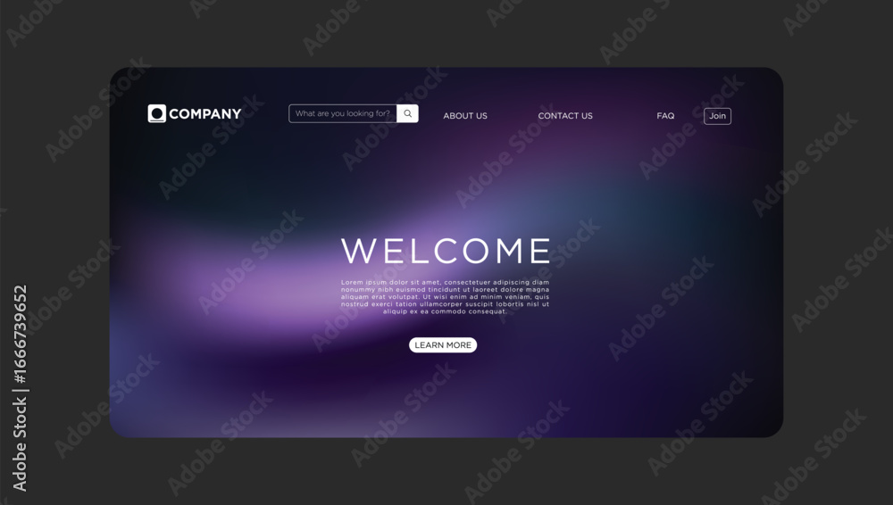 Poster modern website landing page with 