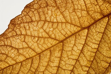 Fototapeta premium Detailed view of the surface of a desiccated yellow fig leaf