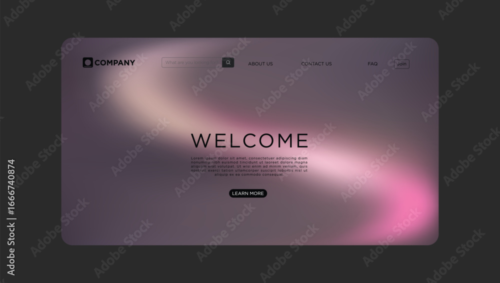 Poster modern digital interface welcomes users with clean design and call to action buttons