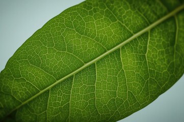 Fototapeta premium Detailed view of a patterned green leaf
