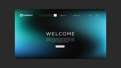 Modern company website landing page design with welcome message and call to action button