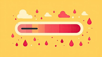 Fototapeta premium Progress bar with blood drops and clouds on a yellow background