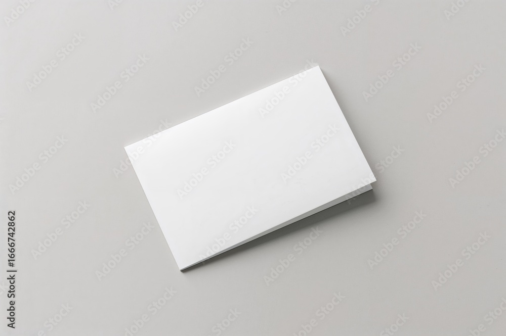 Poster folded card close-up on a gray backdrop with clipping path