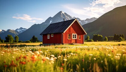 Fototapeta premium house in the middle of the meadow