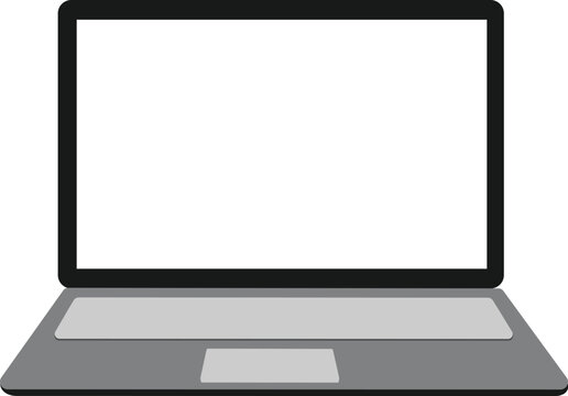 Modern Laptop with Blank White Screen, for Digital Content Display, isolated white background