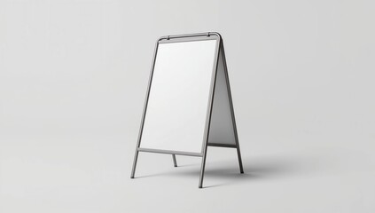 Blank full handle metallic outdoor advertising stand isolated, Clear street signage board mock up. Round Corner A-board with metal frame template. 3d illustration