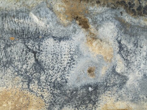 Abstract saline patterns at the edge of the Walvis Bay salt works. Aerial view. Drone shot. Namibia