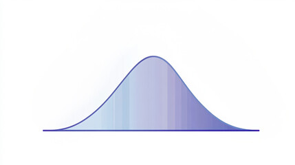 A symmetrical curve representing a normal distribution, predominantly in shades of blue